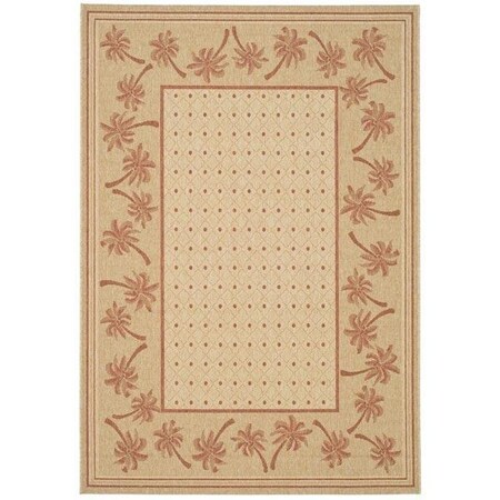 Safavieh 4 Ft. X 5 Ft. -7 In. Small Rectangle Indoor-Outdoor Courtyard- Ivory And Rust- Machine Made Rug CY5148J-4